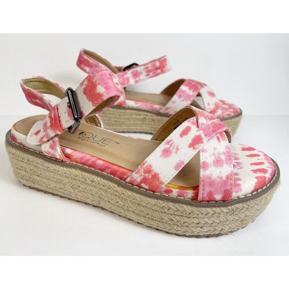 Corkys Shoes - Boutique by Corkys Sandals Size 7 Pilot Tie Dye Pink Espadrilles Platform Beach